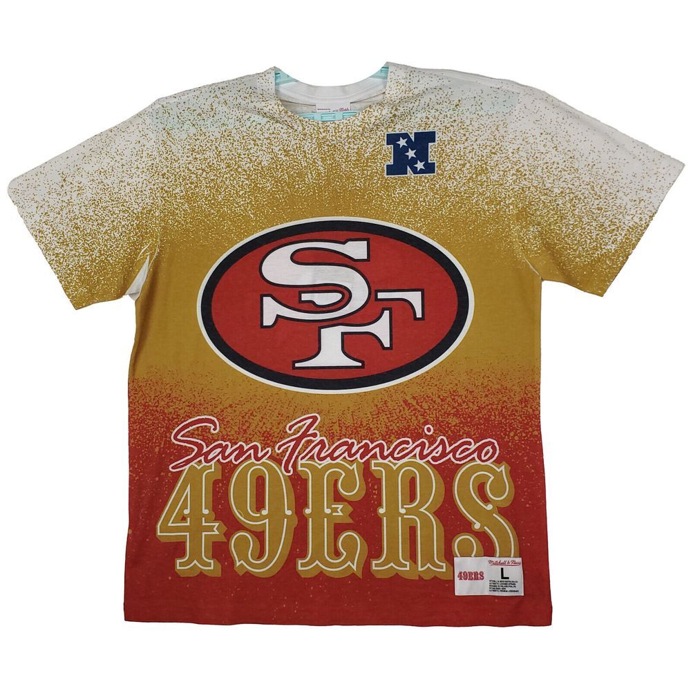 San Francisco 49ers Mitchell & Ness NFL Large Shirt Team Logo Splatter Print NWT